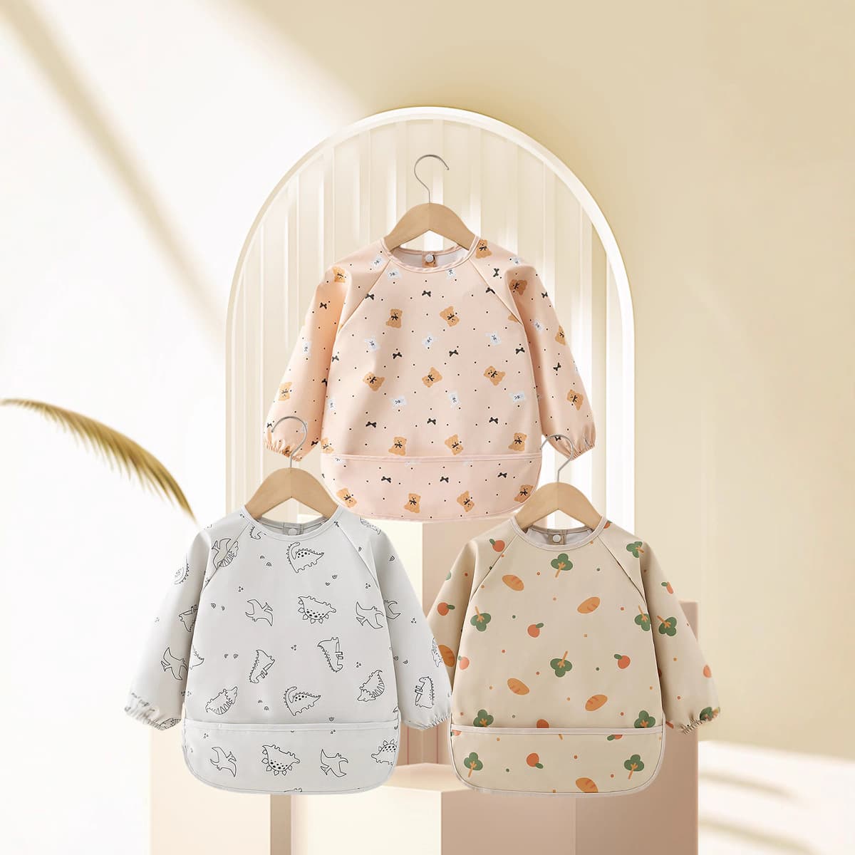 Cross-Border PU Waterproof Coverall for Outdoor Wear, Stain and Water-Resistant Kindergarten Smock with Feeding Bib for Girls