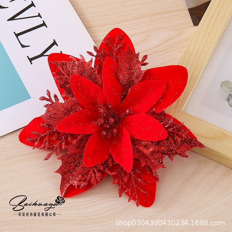 Cross-border Hot-selling Three-layer Gold Glitter Christmas Flower, Christmas Tree Decoration, Christmas Wreath, Holiday Atmosphere, Wholesale
