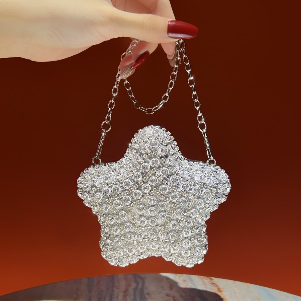 New Cross-border Rhinestone Elegant Small Handbag Fashion Niche Lipstick Bag Star Crystal Chain Crossbody Bag