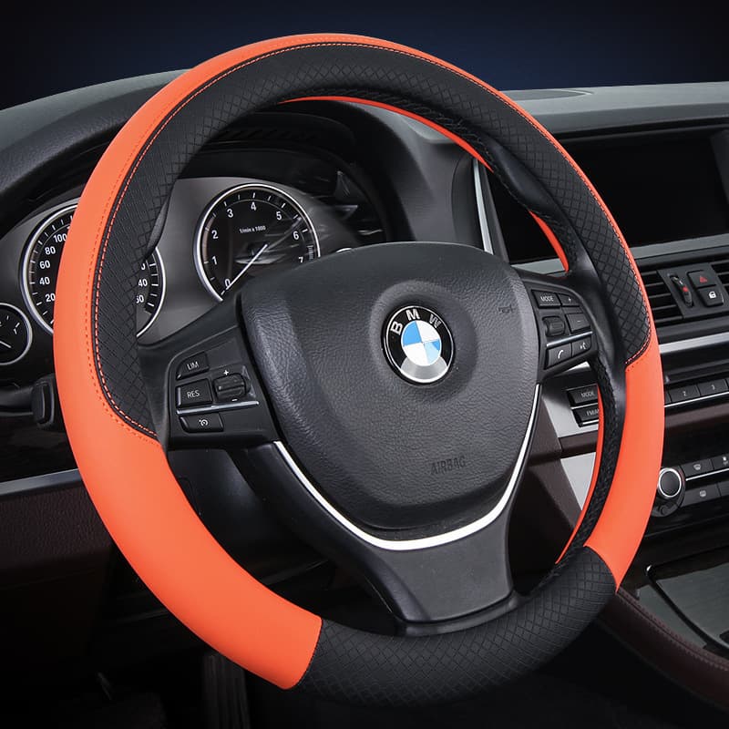 Summer Steering Wheel Cover, Universal Leather Handle Cover for All Seasons, Fashionable Embossed Anti-Slip Steering Wheel Cover, Hot-Selling on Taobao