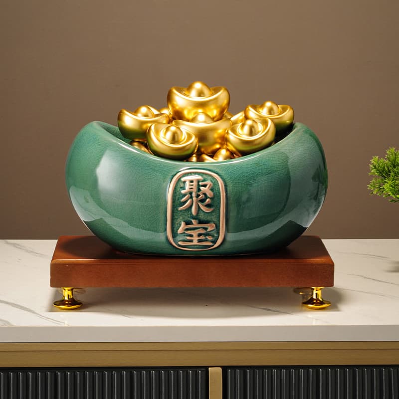 Ceramic Wealth Pot Ornament Attract Fortune New Chinese Style Home Living Room Office Prosperity Decoration Opening Gift