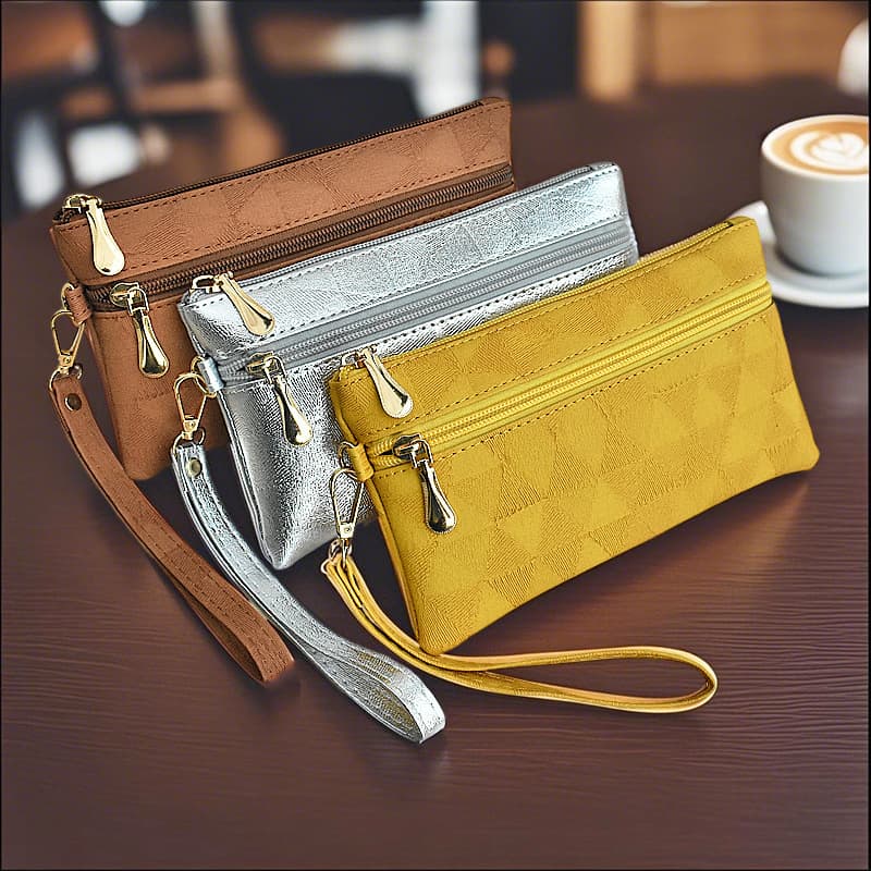 Women's new clutch wallet, versatile casual phone bag with zipper, small square bag, fashionable handbag for mobile phones.