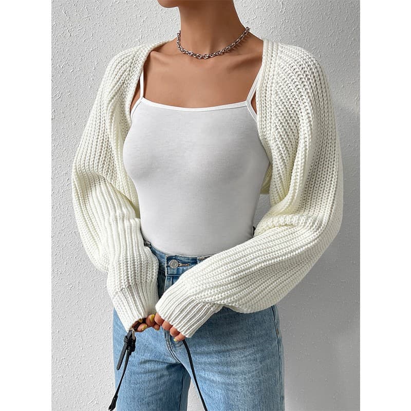 Amazon Cross-border 2024 Europe and America Solid Color Hot Selling Ribbed Shawl Cardigan Sweater Simple Versatile Knit Open Front Women