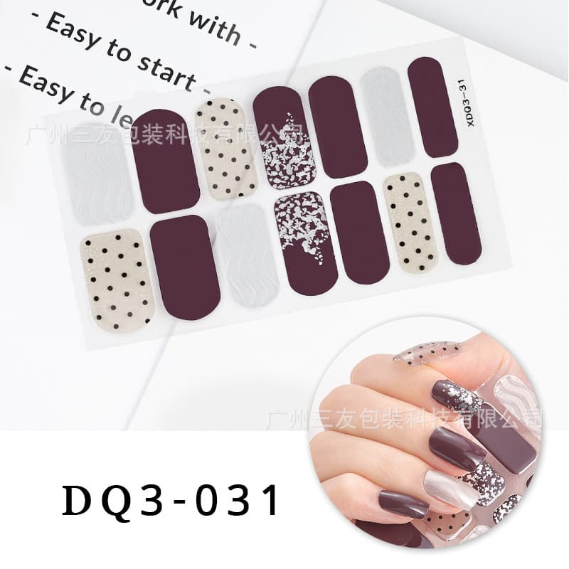 2021 New Nail Stickers Colorful Waterproof Nail Wraps Fresh and Simple Full Coverage Nail Decals with File