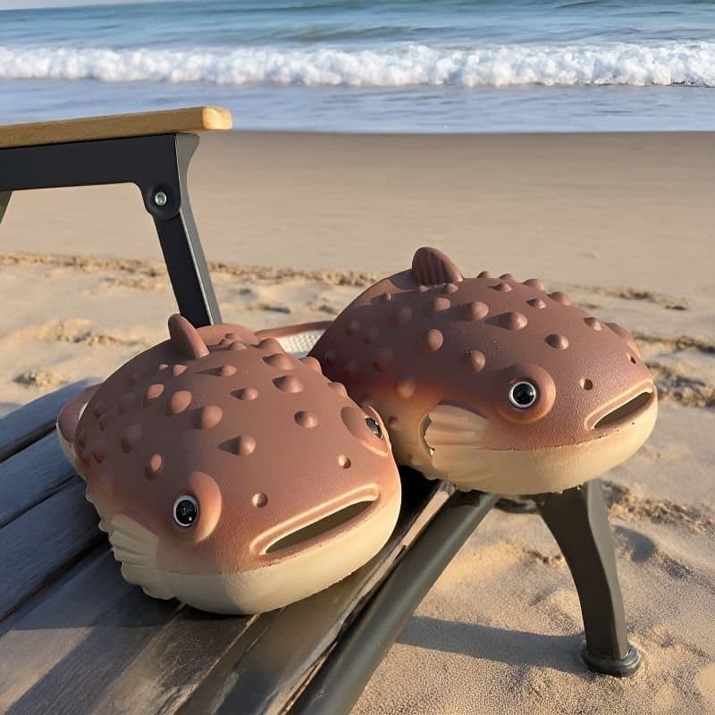2026 New Pufferfish Slippers Creative Funny Slippers Women's Fashion Trendy Flip-Flops Indoor Anti-Slip Sandals