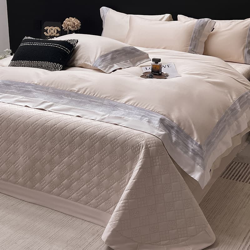 Light Luxury Style Class A Long-Staple Cotton 4-Piece Set, Pure Cotton Bed Sheet, Quilted Cotton Bed Cover, Fitted Sheet, Bedding Set 4
