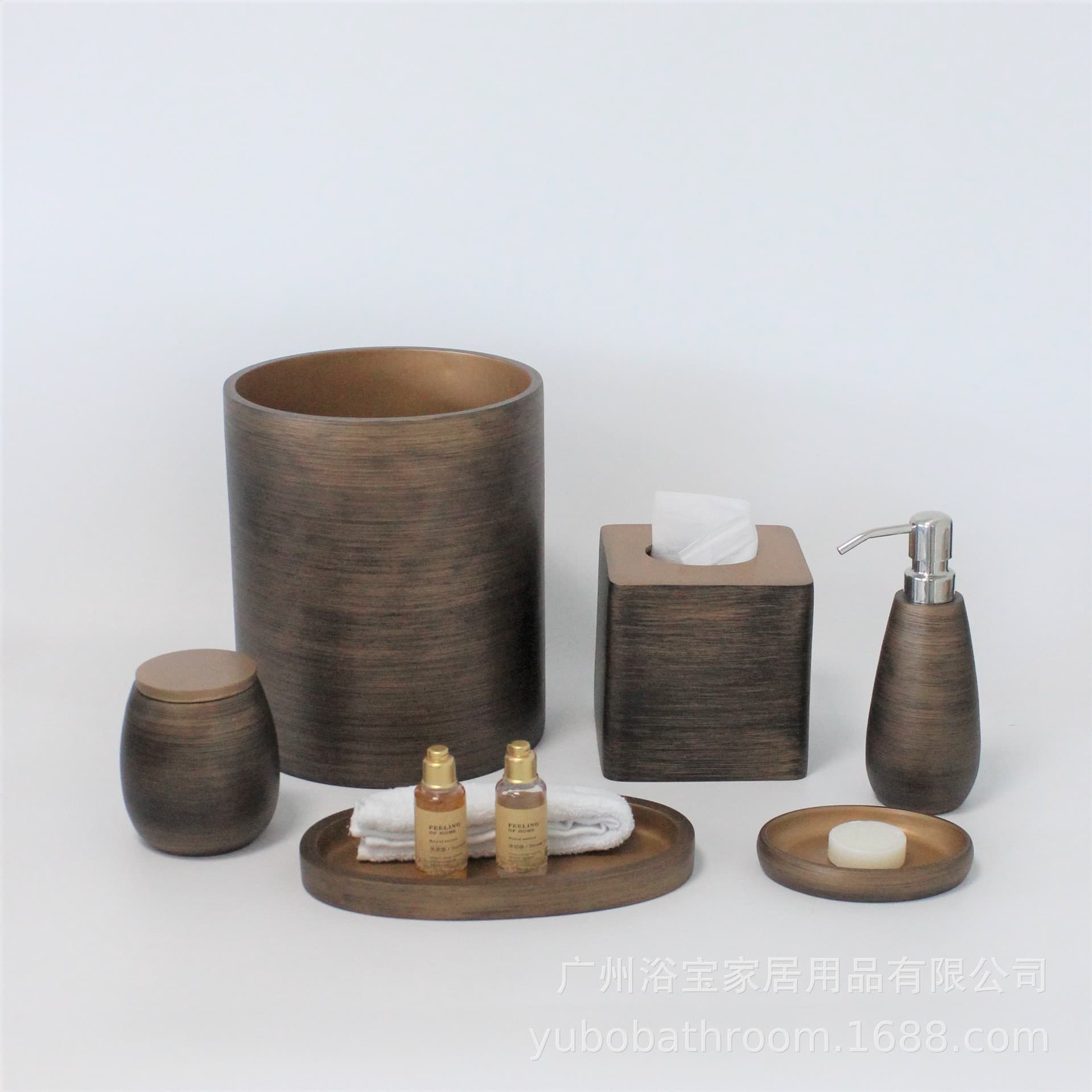 Resin Trash Can Tissue Box Guest Room Supplies Tissue Box Hotel Resin Bathroom Set 6-Piece Soap Dispenser
