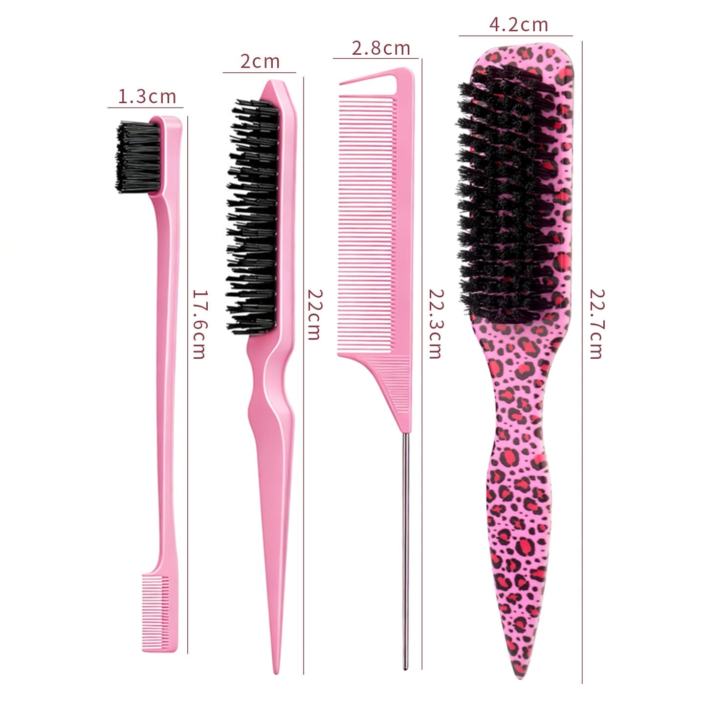 Cross-border Hair Styling 4-Piece Set Leopard Print Tail Comb with Hook 3-Piece Set Unisex Beard Smoothing Brush