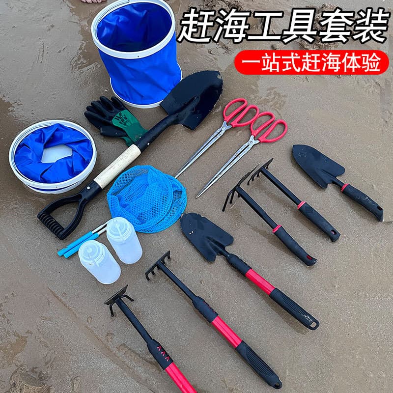 Beachcombing Tools: Complete Beachcombing Kit - Shovel, Hoe, Rake, Clam and Crab Tweezers