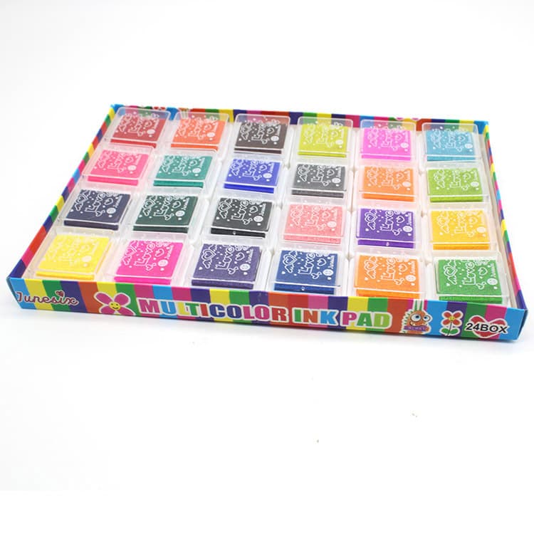 3x3cm Children's Finger Paint Color Ink Pads, 24-color DIY Finger Painting Ink Pad Set