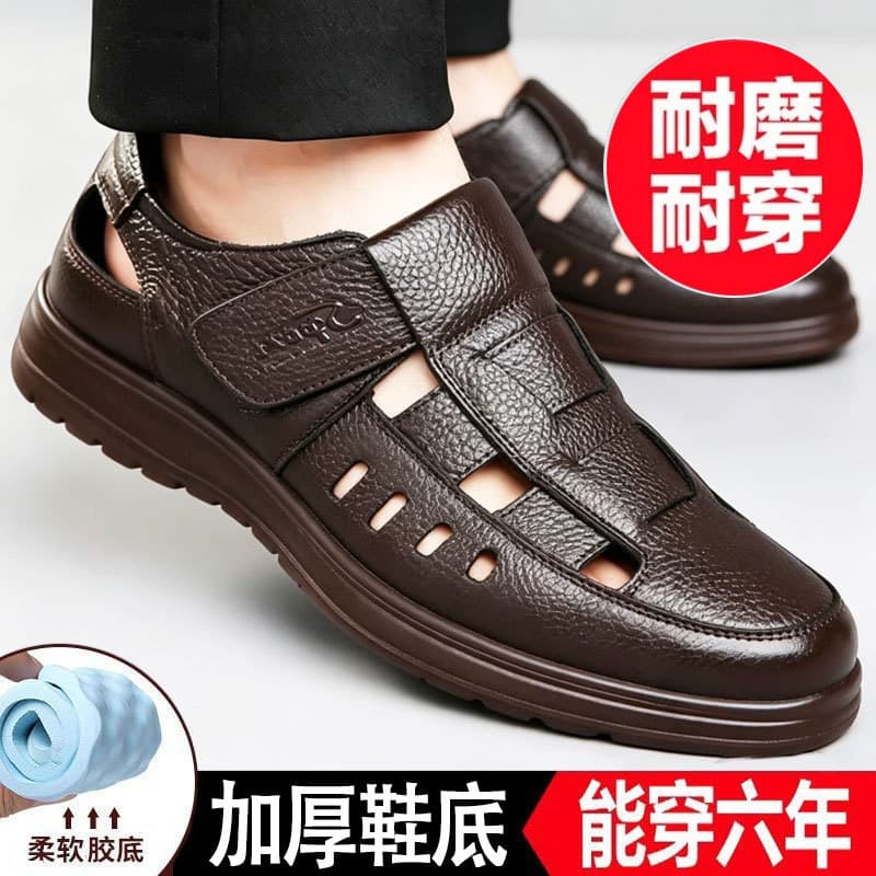 Summer Men Sandals Non-Slip Waterproof Men Driving Sandals Breathable Thick Sole Wear-Resistant Outdoor Beach Men Sandals
