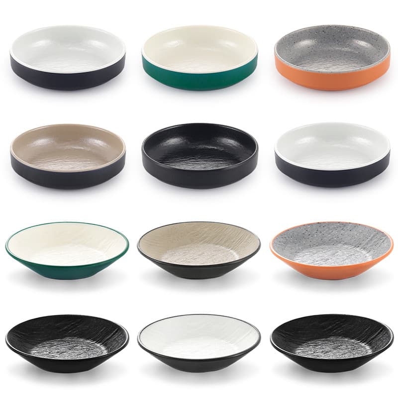 Melamine side dish porcelain Korean round flavor dish snack dish hot pot restaurant seasoning dipping sauce soy sauce vinegar dish commercial