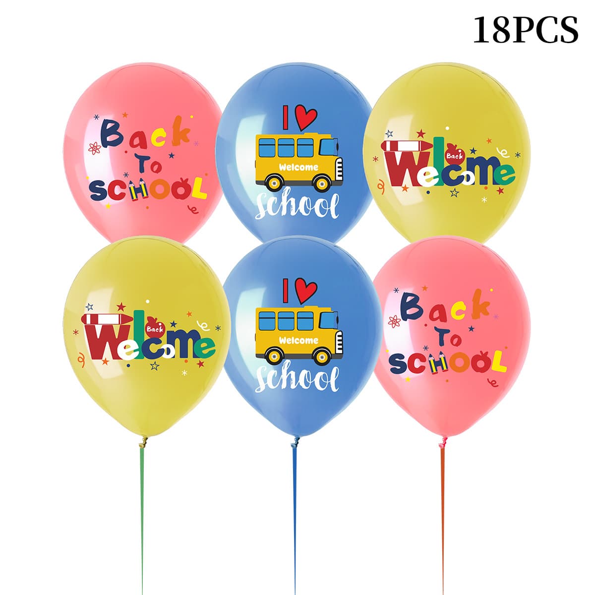18-Piece Back to School Balloon Set, School Bus Balloons Wholesale Custom