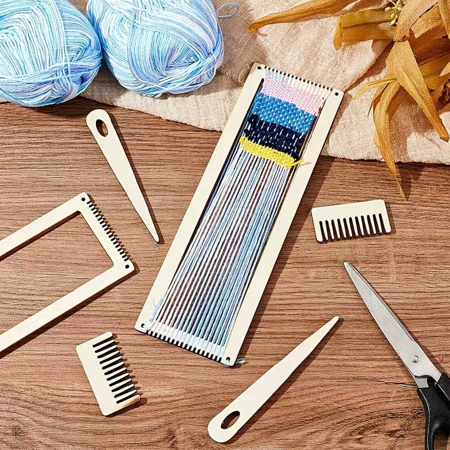 Wooden Rectangular Weaving Loom DIY Handicraft Tool for Various Weaving Decorations