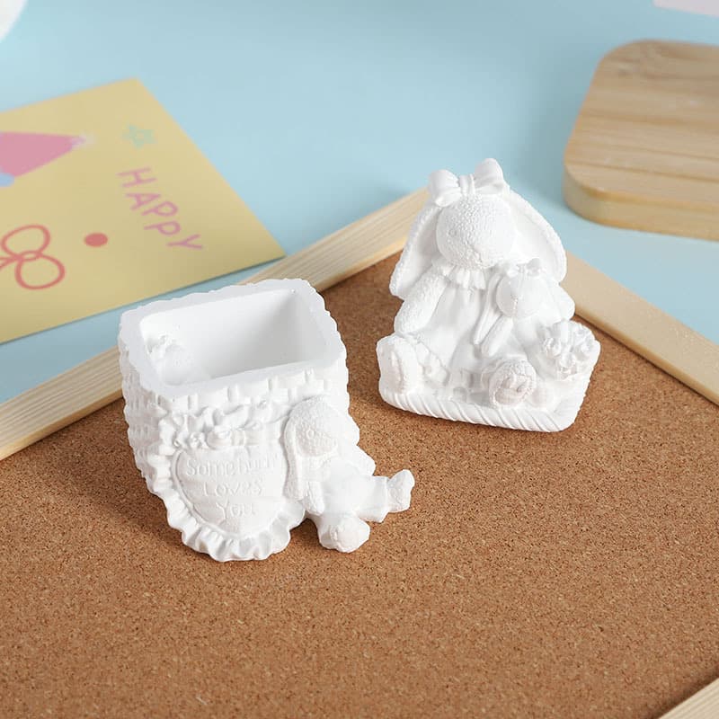 2024 new Easter bow rabbit ornaments double rabbit ornaments diy storage box ornaments manufacturer wholesale