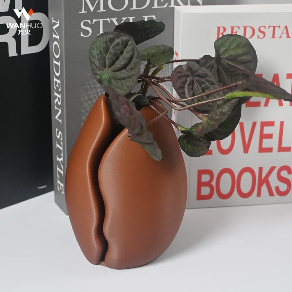Coffee Bean Vase coffee bean decorative vase 3d printed brown plastic vase