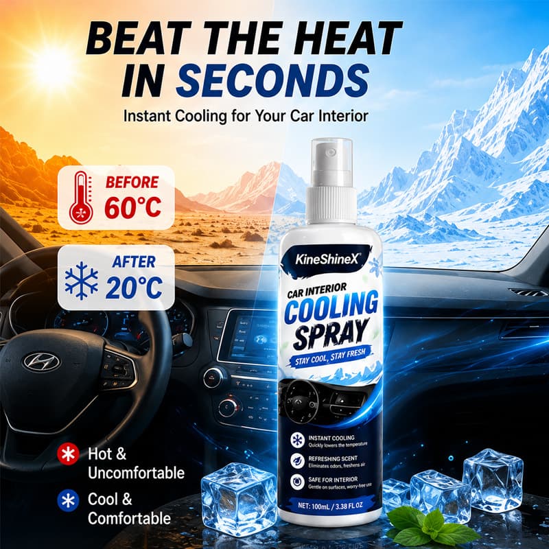 KineShineX Car Cooling Spray - Summer Refreshing Mist for Seats, Dashboard, and Steering Wheel