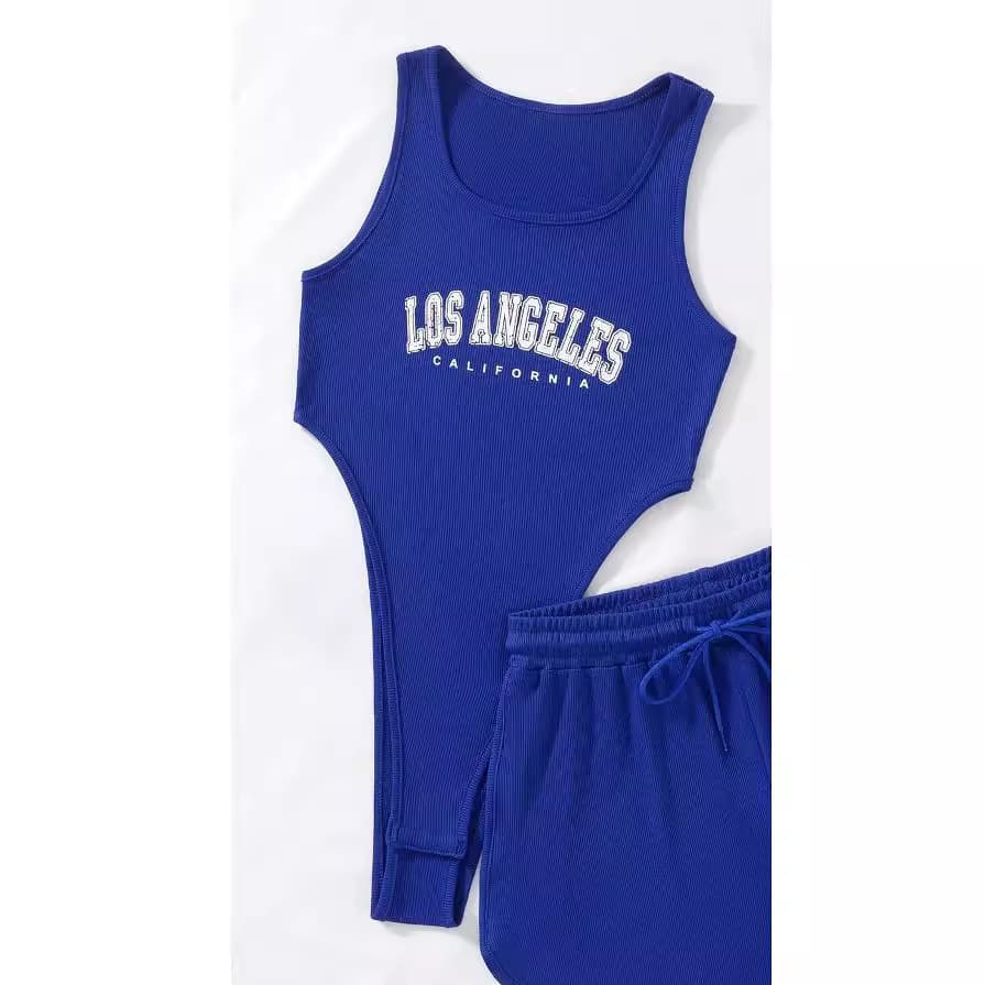 2024 New American Retro Jumpsuit for Women, Trendy Letter Print Sexy Sleeveless Top