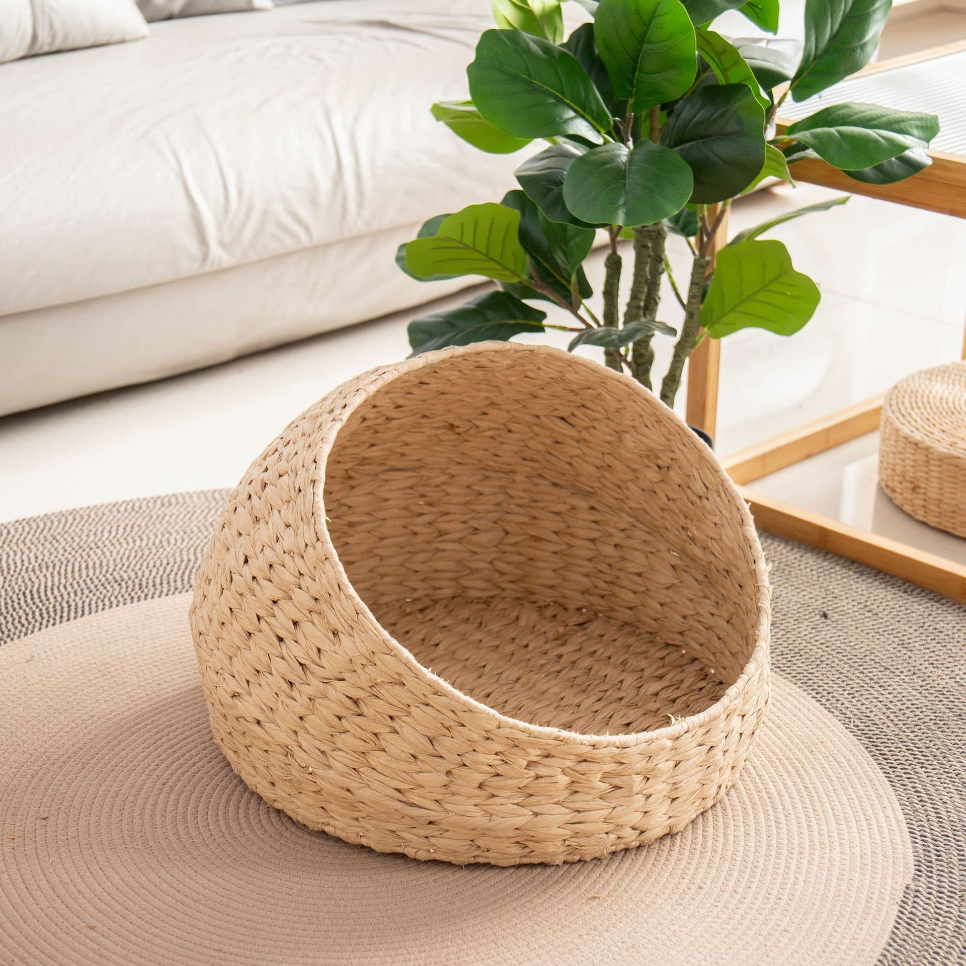 Custom Cat Nest Gourd Straw Woven with Handle Cat's Nest Enclosed Cat Villa Pet Bed