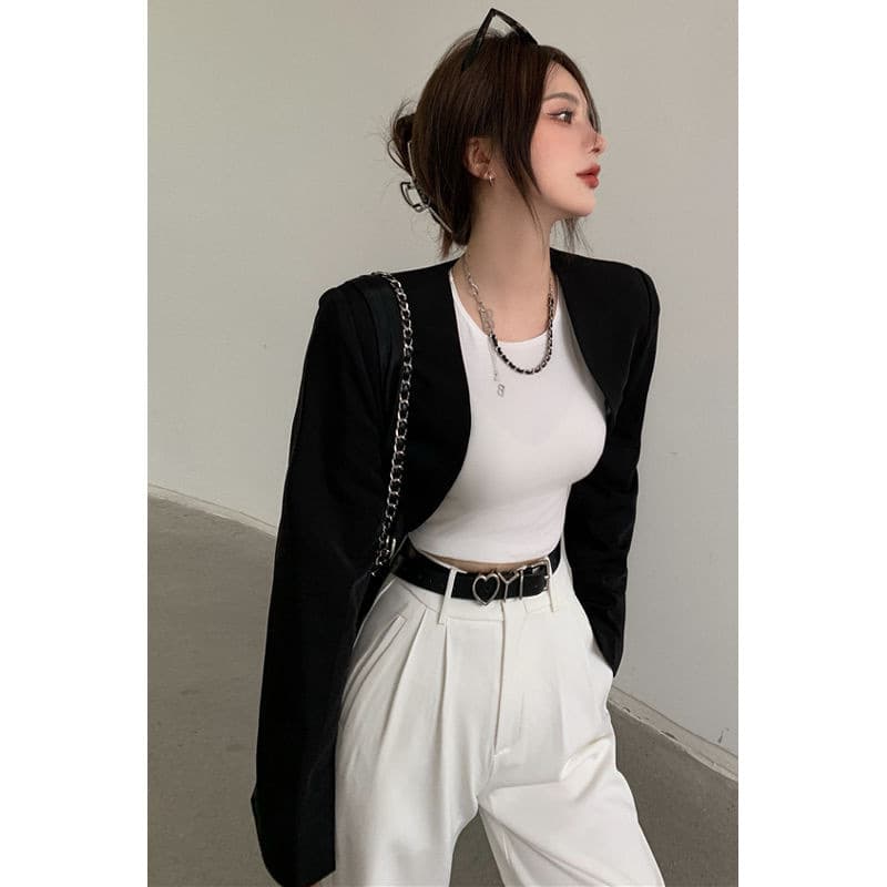 【15,000 Favorites】Curved Short Blazer for Women, Irregular Shawl Style Jacket Vest