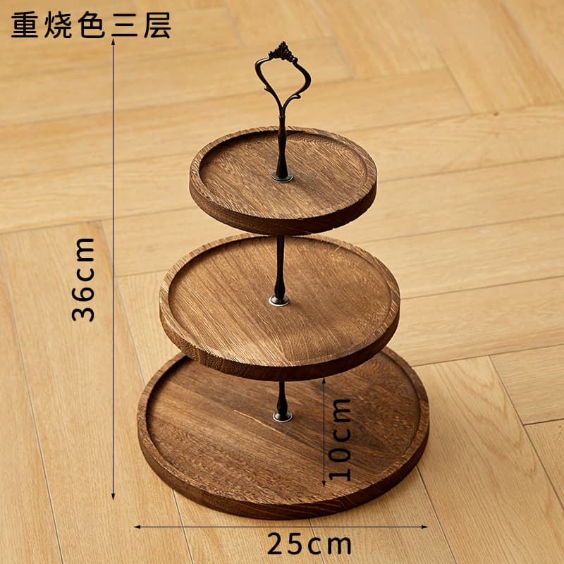 Creative Home Multi-Layer Dessert Stand Wooden Double-Layer Cake Tray Tabletop Decorative Display Stand Round Ornament Tray