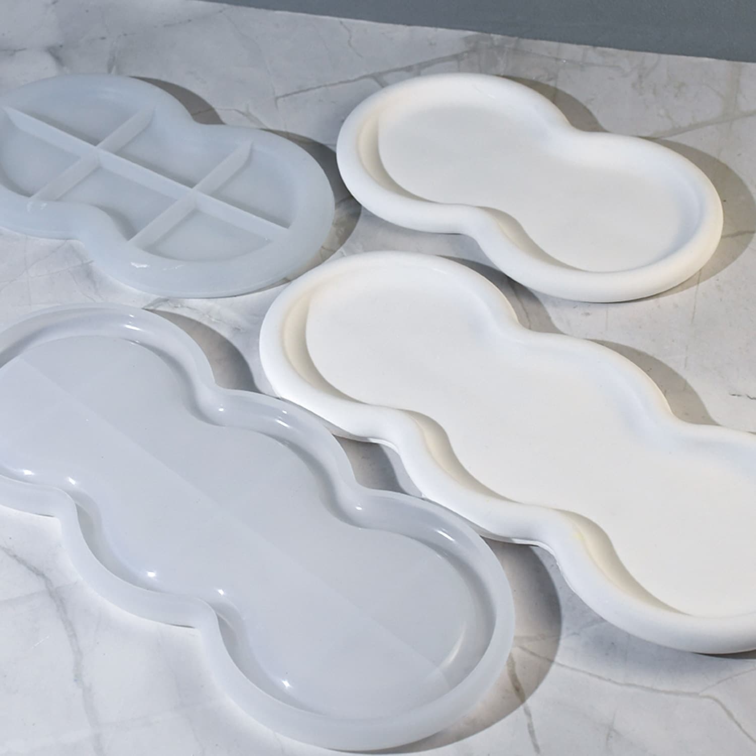 New DIY Plaster Mold Multi-Connected Round Edged Storage Tray Decoration Silicone Mold Cross-Border Supply