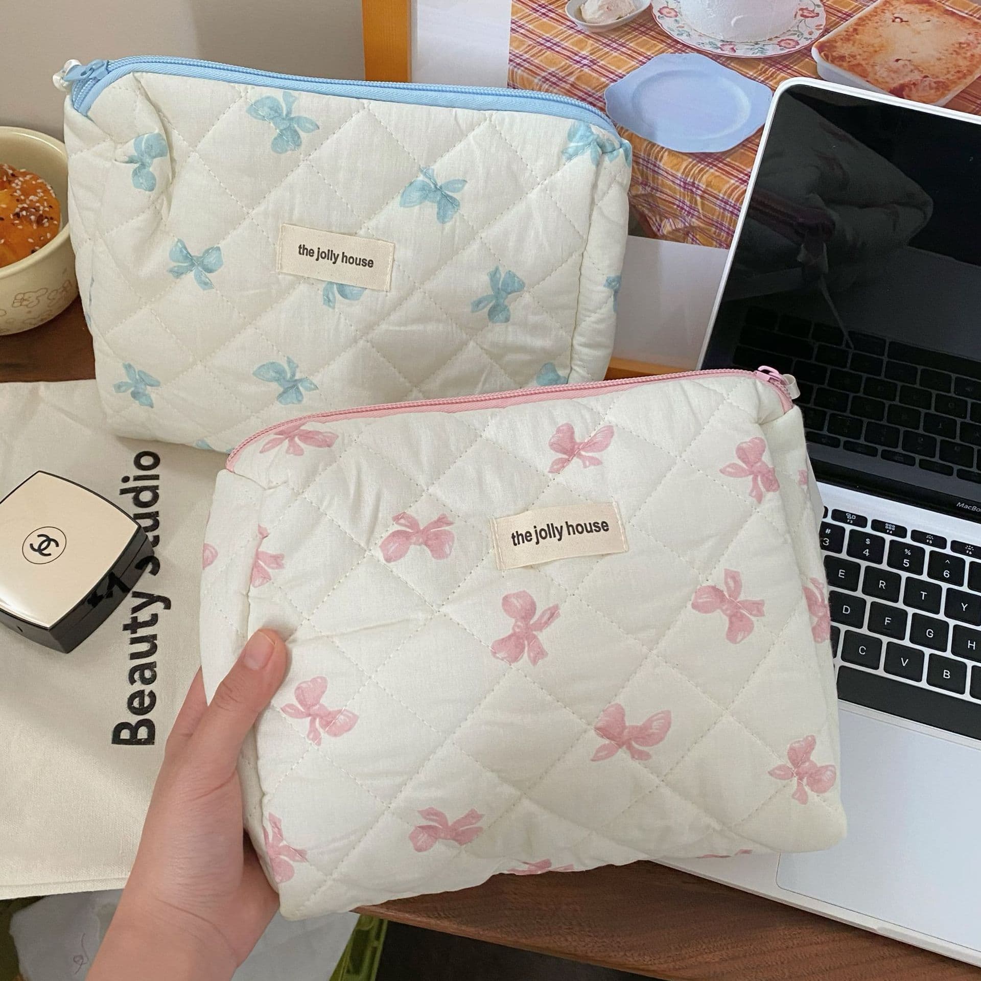 Very Girly! Bow Cosmetic Bag Large Capacity Student Dormitory Storage Pencil Case Set