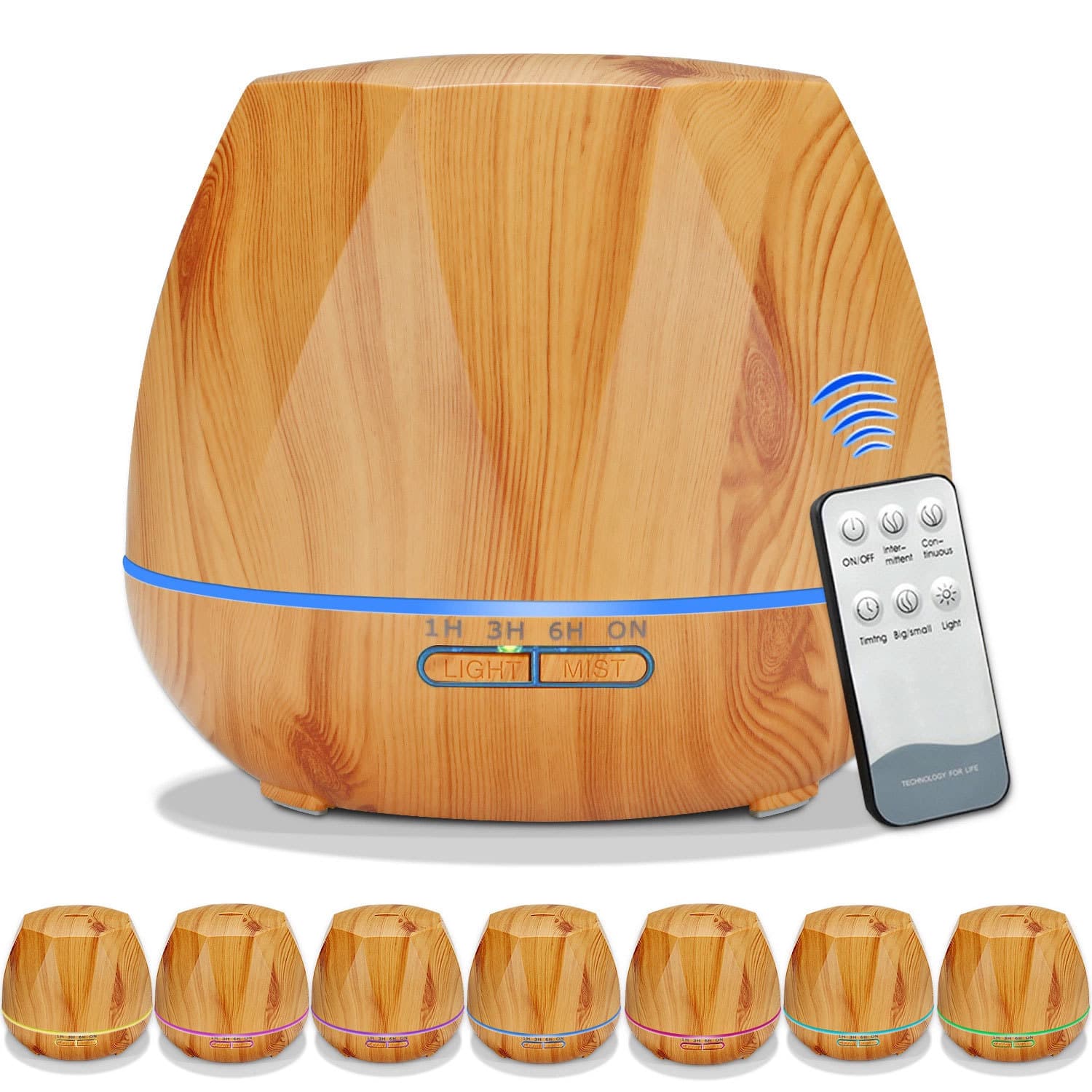 550ML Diamond Octagon Wood Grain Ultrasonic Remote Control Aroma Diffuser Creative Novel Home Humidifier Plug-in Type