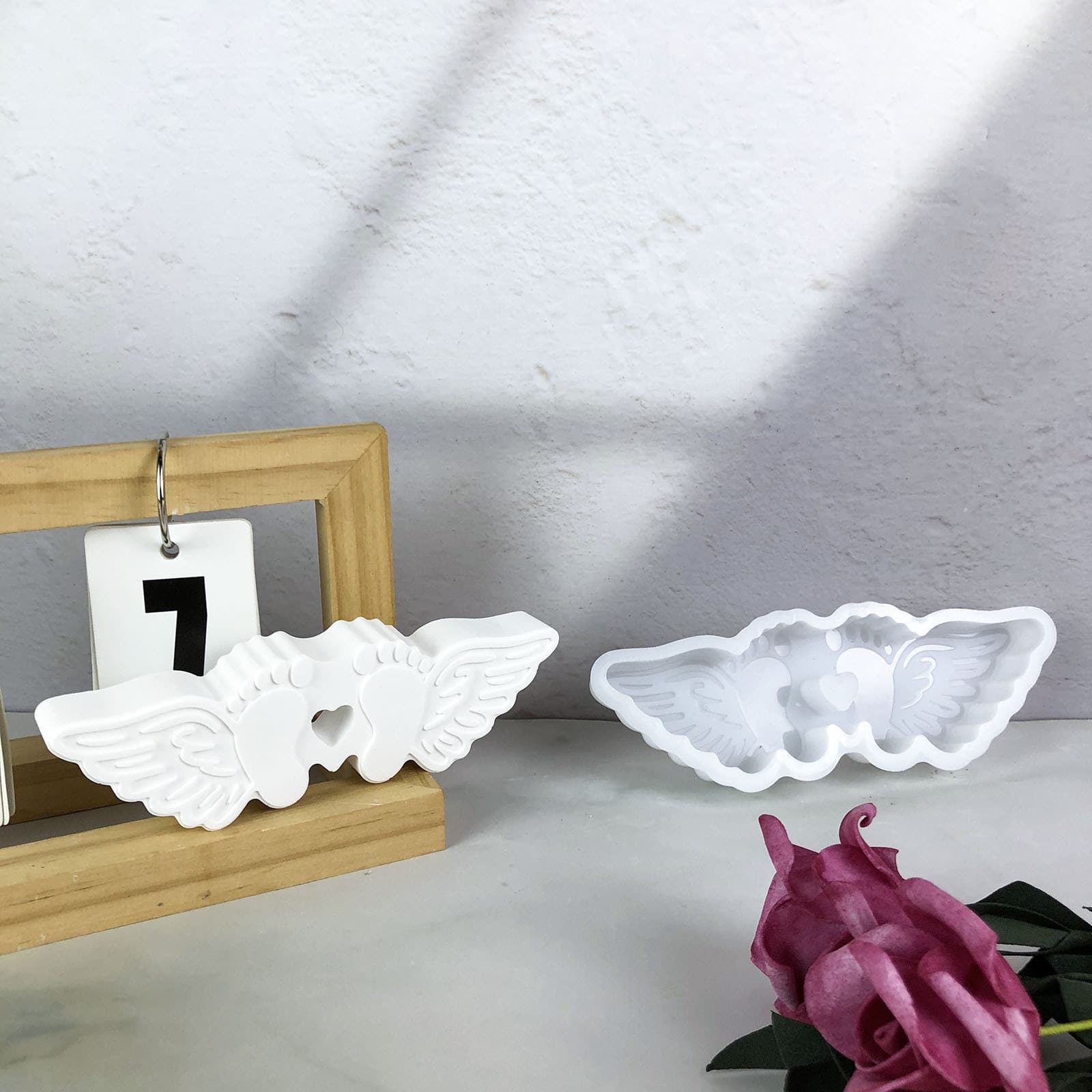 X0708 Wing Footprint Ornament Decorative Cement Plaster Mold DIY Silicone Mold