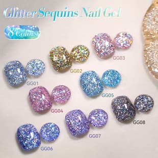 Cross-border New Hot Sparkle Broken Star Nail Gel New Trendy Manicure Holographic Diamond Glitter Gel