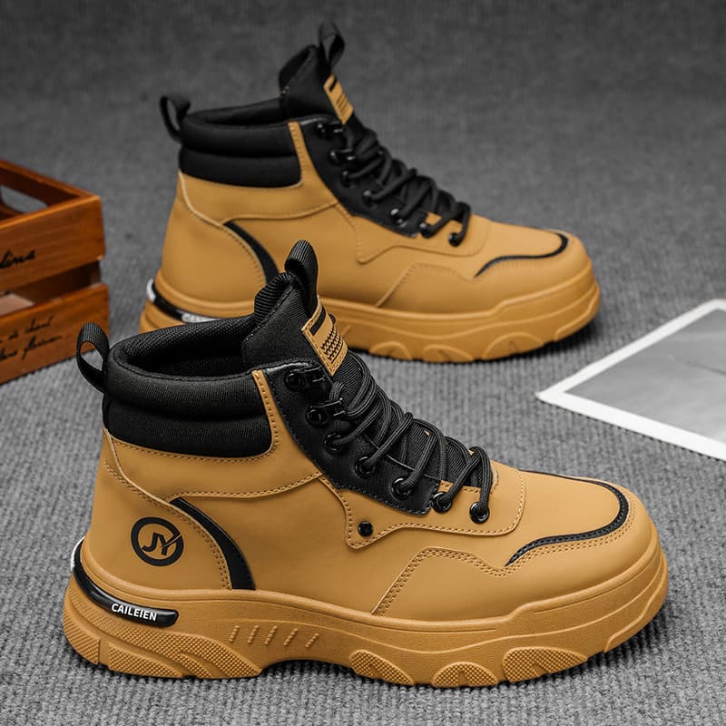High-top Martin boots for men, autumn 2025 new workwear style, versatile British fashion thick-soled ankle boots trendy shoes.