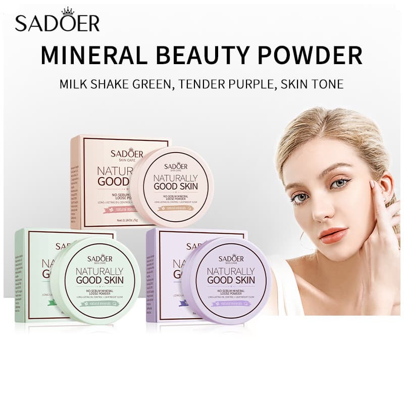 Cross-Border Trade SADOER Oil-Control Mineral Color-Correcting Loose Powder Long-Lasting Non-Transfer Concealing Light Bare Finish Makeup