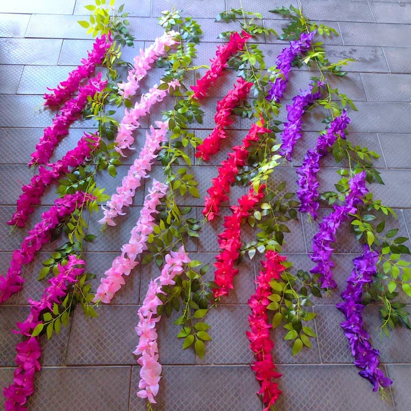 Simulated bougainvillea rattan fake flower hanging rattan living room wall wire green plant bean flower decorative flower