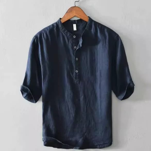 300lb Plus Size Men's Short Sleeve T-Shirt Chinese Style Summer Lightweight Breathable Loose Stand Collar Casual Five-Quarter Sleeve Shirt