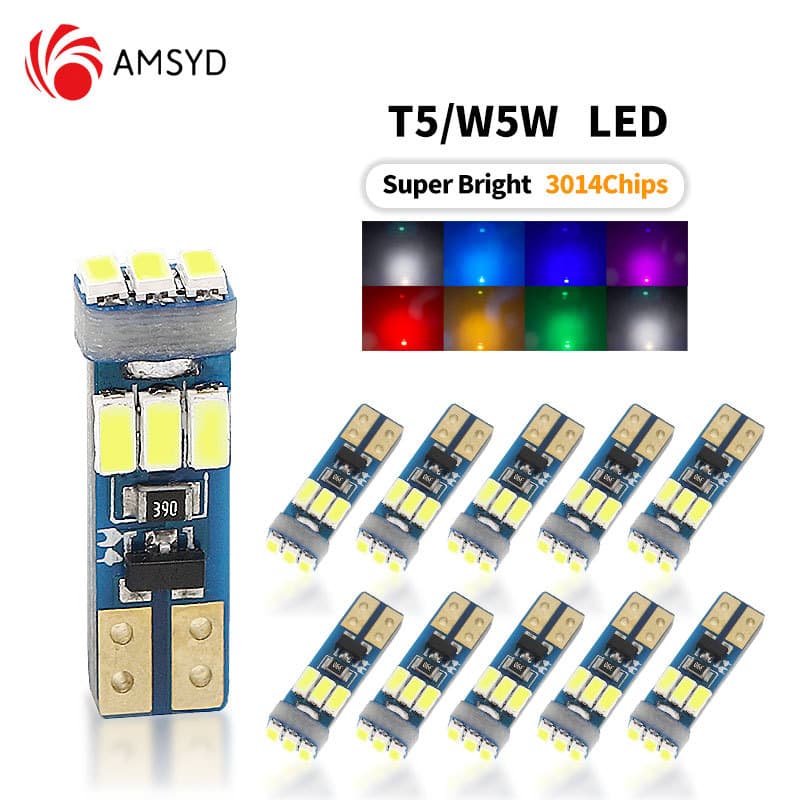 AMS Car LED Dashboard Light T5 3014 9SMD Air Conditioning Light W3W Gear Light Interior Indicator Light