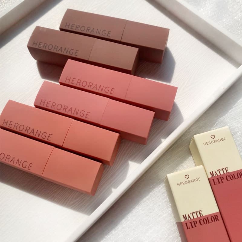 HERORANGE Little Mood Autumn Winter Lip Mud Velvet Matte Non-smudge Lip Gloss Lipstick Student Version for Women