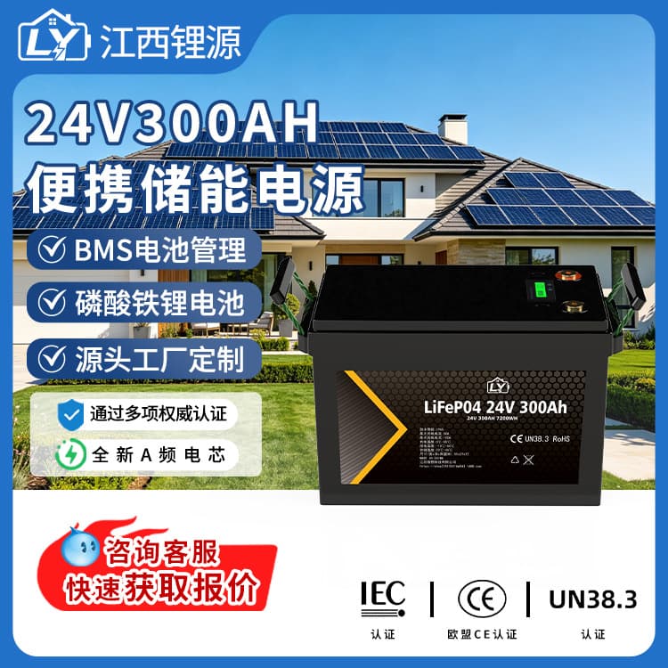 Large Capacity Lithium Battery 100Ah-600Ah 24V Waterproof Backup Power Lead to Lithium LiFePO4 Lithium Ion