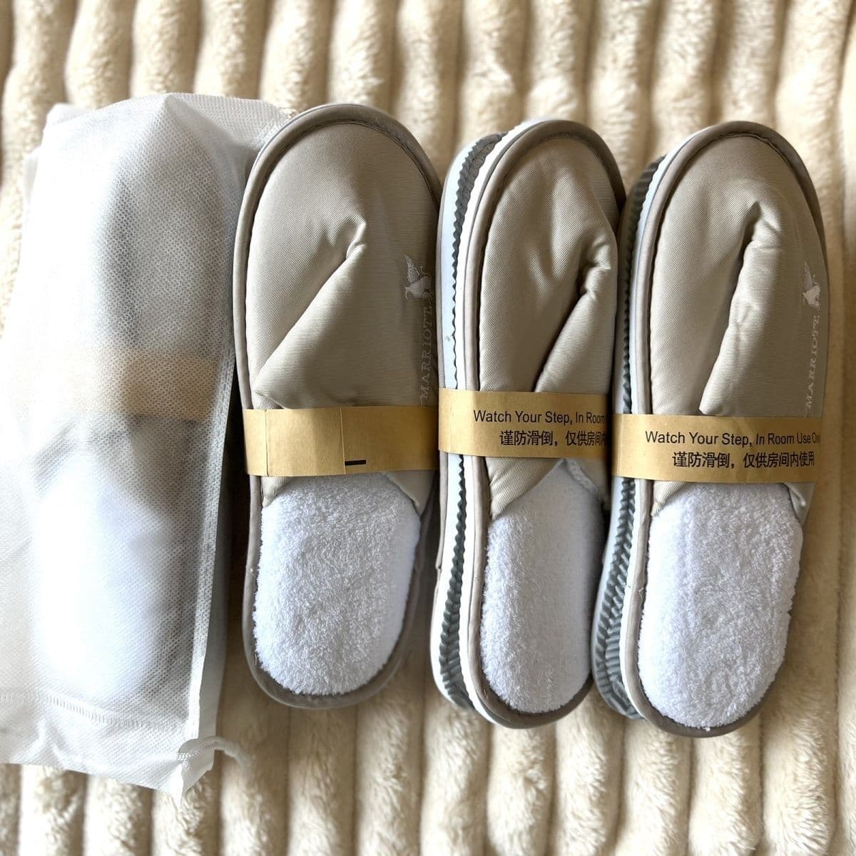 JW Marriott Hotel Slippers Luxury Five-Star Hotel Slippers Inner Fleece Non-Slip Thick Bottom Slippers Same Style Without Logo
