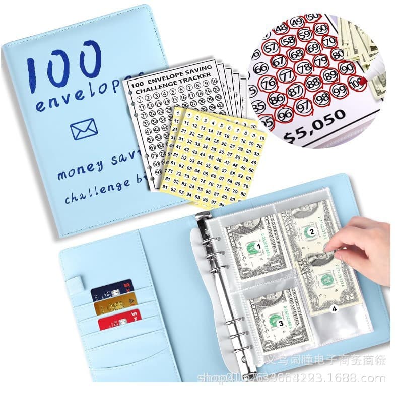 100 Days Money Saving Book Challenge Cash Envelope Saving Book 100 Envelope Challenge Loose-Leaf Book