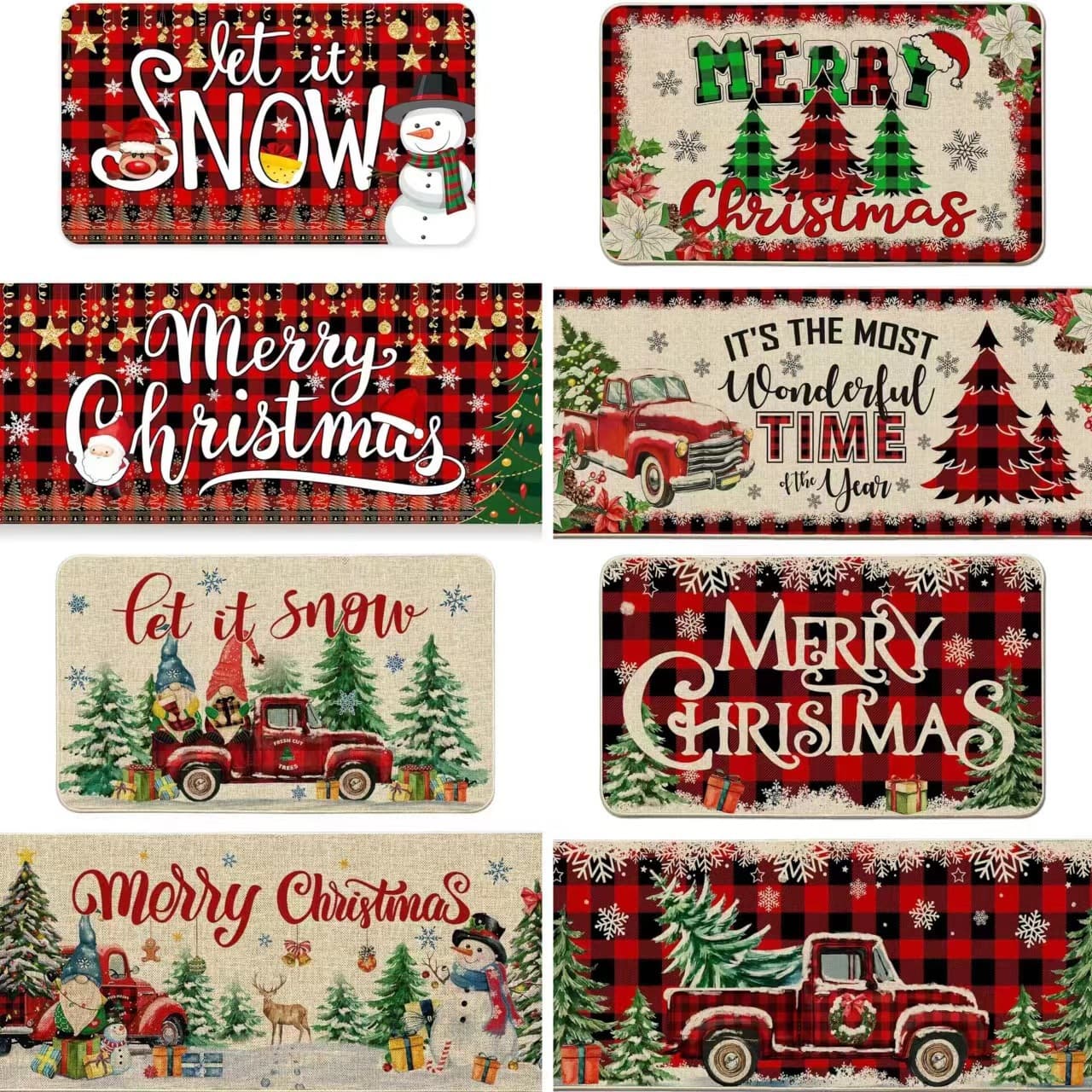 Cross Border Christmas Carpet Amazon Wholesale Decorative Christmas Eve Floor Mat Kitchen Combination Foot Mat Entry Door Mat