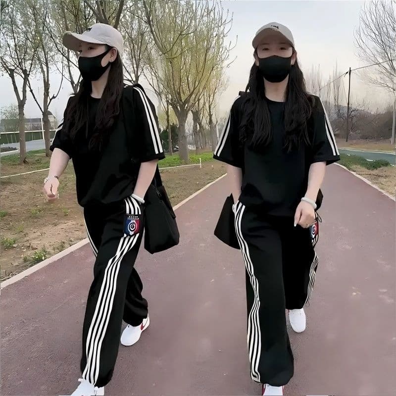 Fashionable Two-Piece Set for Women Summer New Loose Fit Slimming Stylish Versatile Casual Round Neck Short Sleeve T-Shirt Set