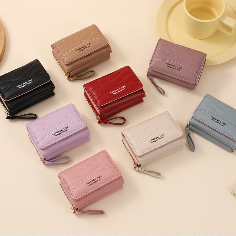 Cross-border Short Women's Mini Coin Purse PU Leather Zipper Multi-card Slot Card Holder Portable Clutch Wallet Simple Fashion Bag