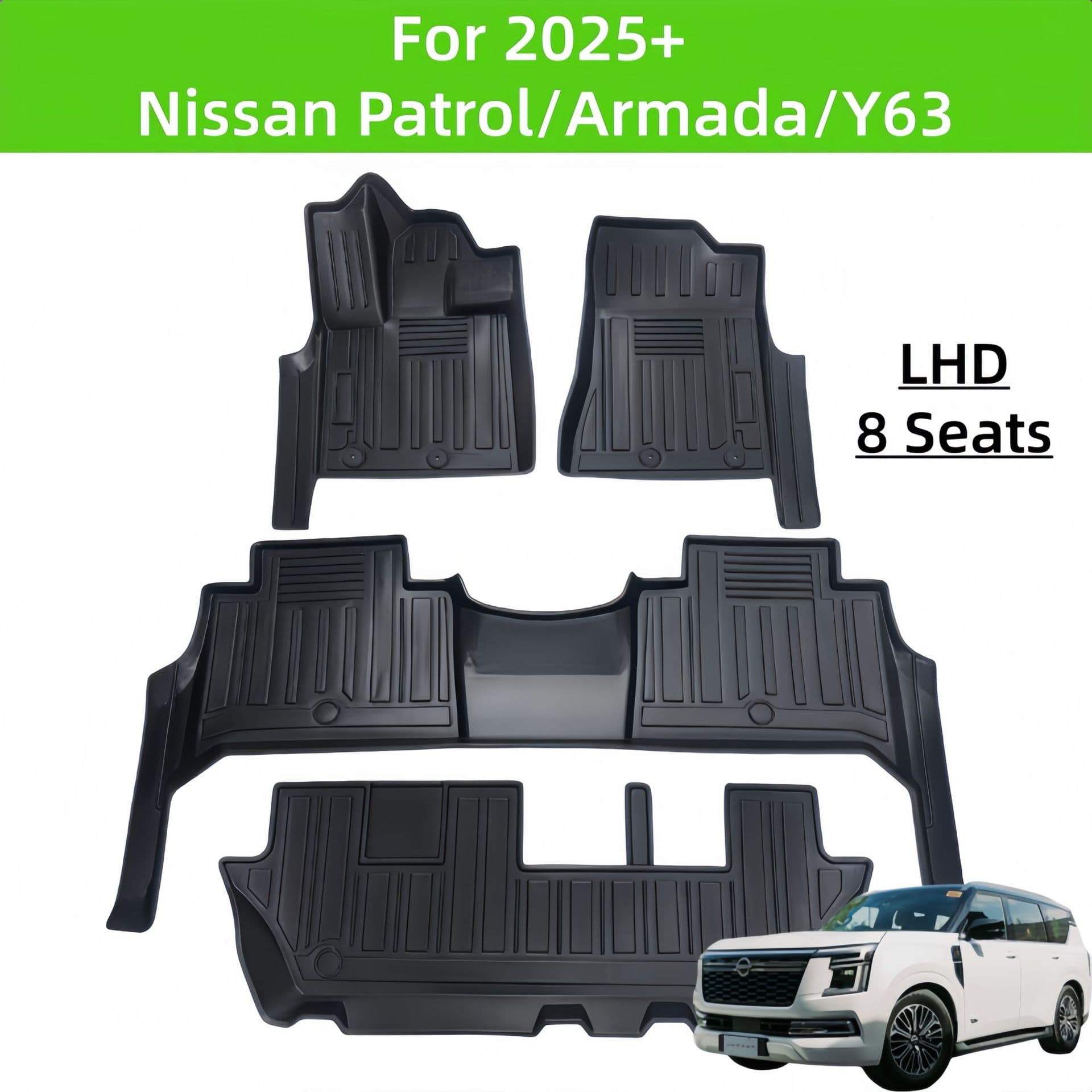 For 2025 Patrol/Armada/Y63 TPE Car Floor Mat/Rear Trunk Mat