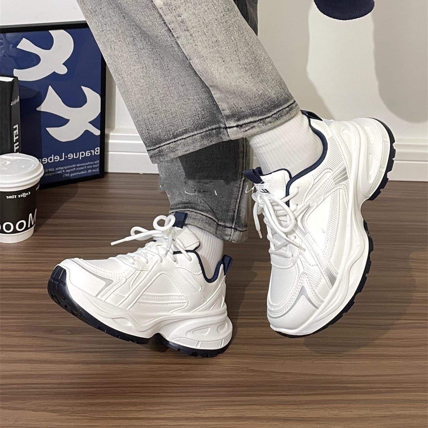 Women's Sneakers 2025 New Warm Shoes Cotton Shoes Autumn Winter White Casual Chunky Dad Shoes