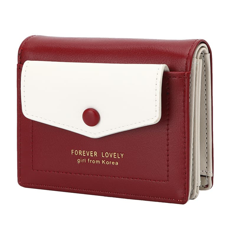 Korean-Japanese Small PU Color-Block RFID Coin Purse Wallet Card Holder Functional Mini Bag Christmas Hot Sale