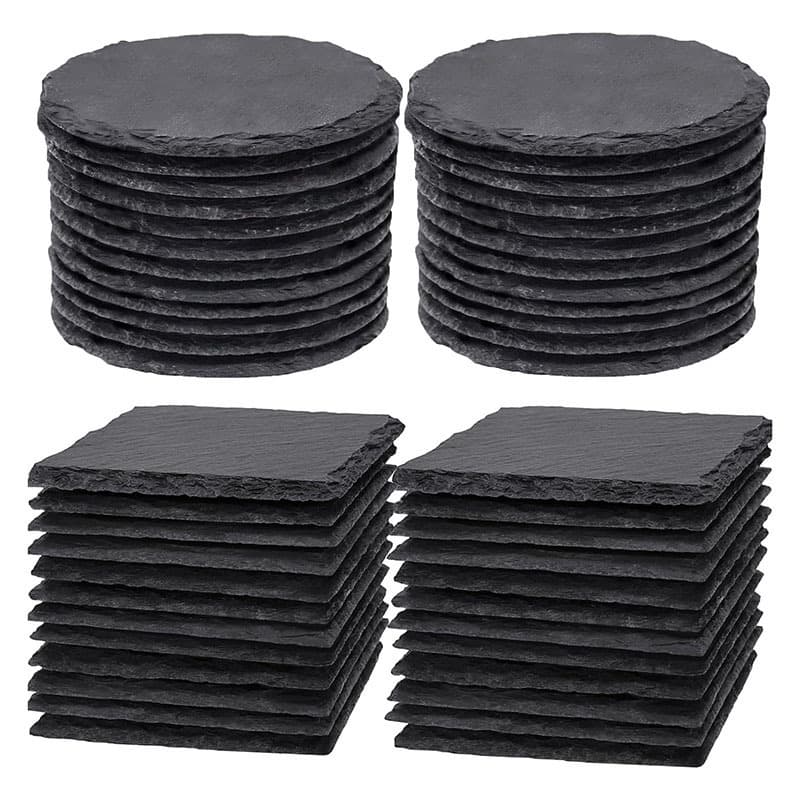 Factory Wholesale Natural Rock Coasters Japanese Style Round Slate Coasters Heat Insulation Mats Cross-border Stone Coasters