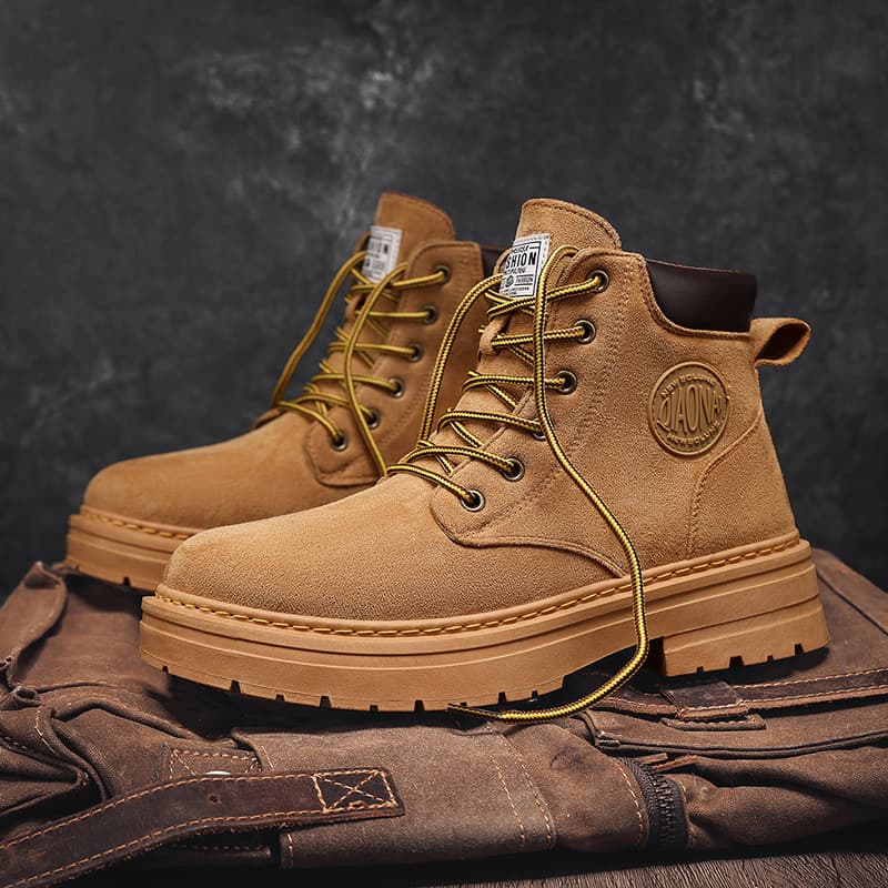 Drop shipping available for men's autumn and winter warm Martin boots, yellow leather boots, high-top shoes, work shoes.