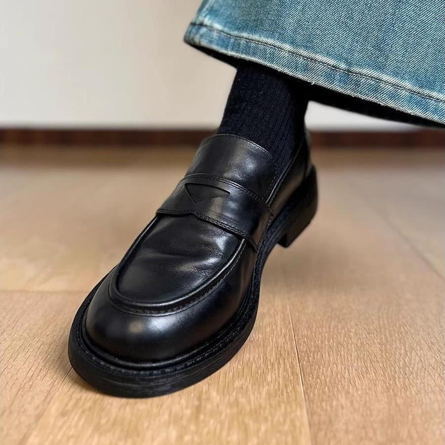 Sheepskin Version ~ Genuine Leather Vintage Loafers for Women, British Style Black Versatile Low Heel Leather Shoes, JK Flats