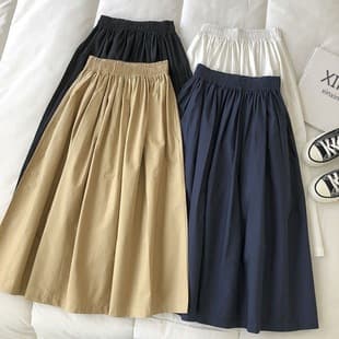 Korean Dongdaemun Elegant Slimming Versatile Skirt A-Line Skirt Flared Skirt High-Waist Skirt Women Spring Summer
