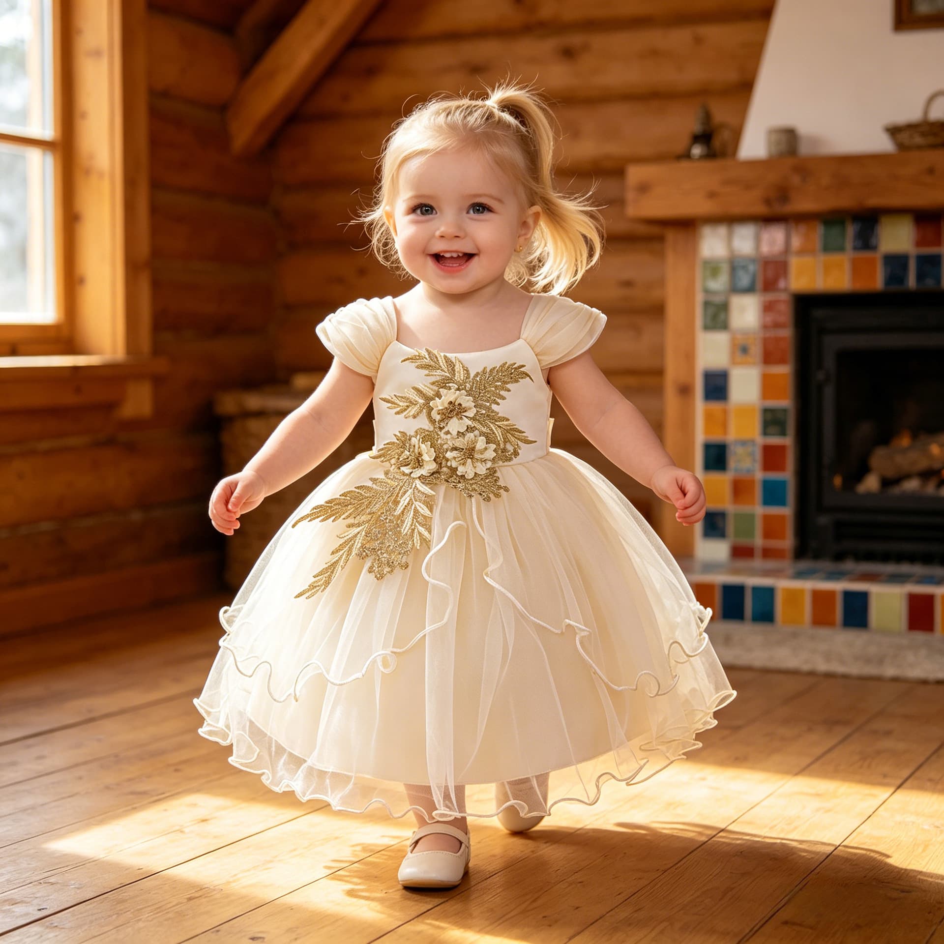 European and American Children's Princess Dress Embroidered Small Butterfly Sleeve Flower Girl Party Dress Baby Birthday Evening Gown